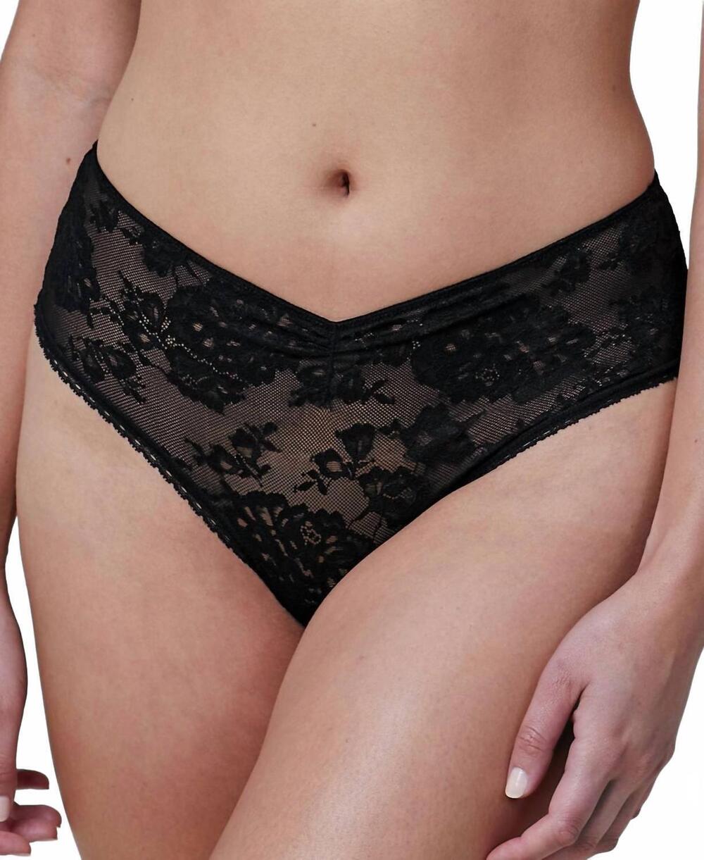 NEW SKARLETT BLUE women's floral lace thong in black